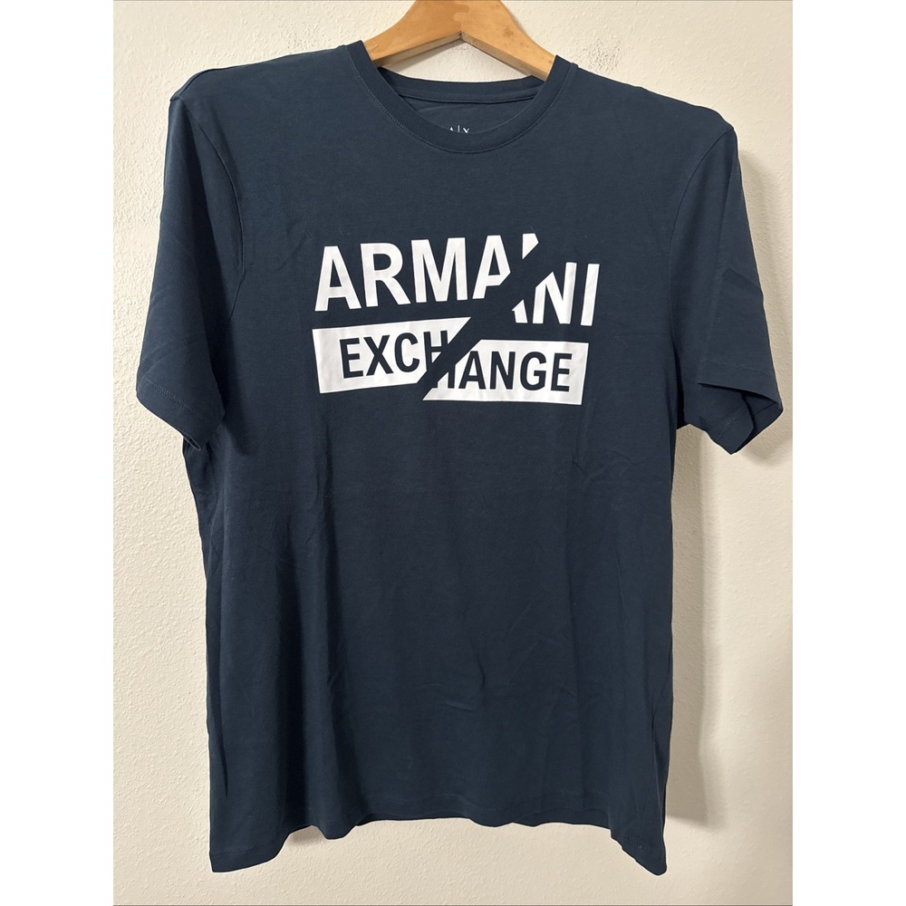 ARMANI‎ EXCHANGE Graphic Blue Short Sleeve Reg Fit Designer T-shirt Size Medium
